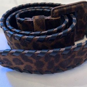 Veronica Beard Leather Leopard Belt with woven braid (small)Never worn.